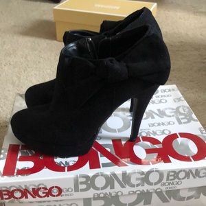 Bongo Black Suede Bootie Heels